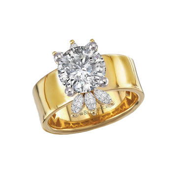 Orbelle Wide Band Semi-Mount Diamond Engagement Ring in 14K Yellow Gold