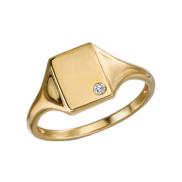 Luxora 14kt Yellow Gold Diamond Signet Ring - Classic Style