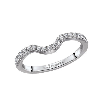 Orbelle Curved Wedding Band in 14K White Gold with Round Brilliant Cut Diamonds
