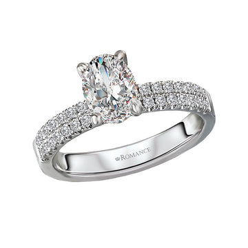 Bandora 14K White Gold Double Row Diamond Engagement Semi-Mount Ring