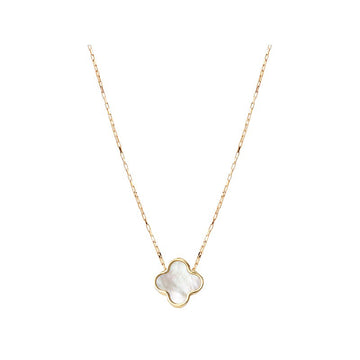 Luxora Italian 14kt Gold Mother of Pearl Clover Necklace