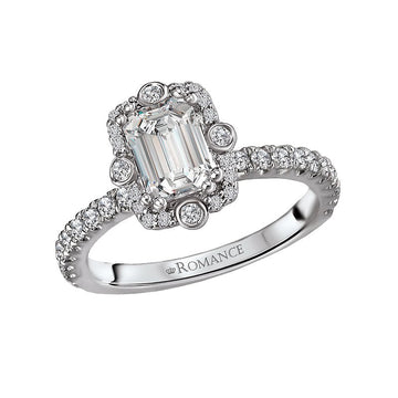 Elegant Halo Diamond Engagement Ring in 18K White Gold