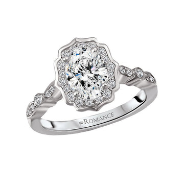 Elegant Orbelle Halo Semi-Mount Diamond Ring in 14K White Gold