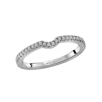 Orbelle 14K White Gold Curved Wedding Band with 1/7 Carat Round White Diamond