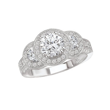 Glemera Halo Semi-Mount Diamond Engagement Ring in 14K White Gold
