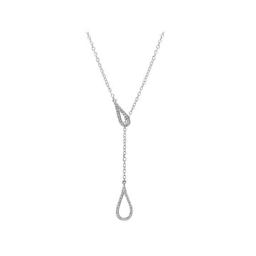 Luxora Ladies Diamond Lariat Necklace in 14K White Gold