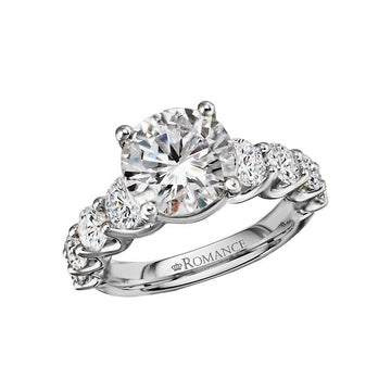Orbelle Lab Grown Diamond Band Semi-Mount Engagement Ring - Bandora 14K White Gold Round Stone