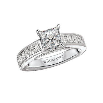 Orbelle Green LGD 14K White Gold Princess-Cut Semi-Mount Diamond Ring