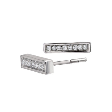 Luxora 14kt White Gold Diamond Bar Earrings | Round Cut Studs