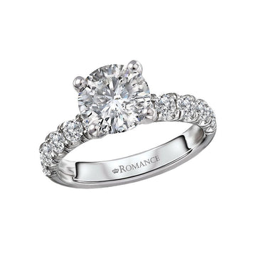 Bandora 14K White Gold Diamond Engagement Ring Semi-Mount for 8.2mm Round Stone