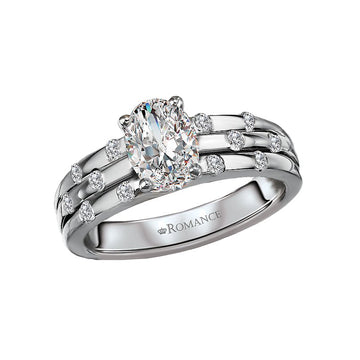 Orbelle 14K White Gold Oval Semi-Mount Diamond Engagement Ring