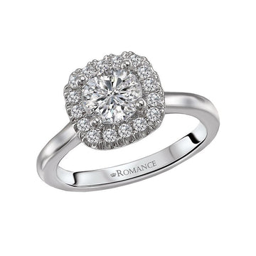 Orbelle Halo Semi-Mount Diamond Engagement Ring in 18K White Gold
