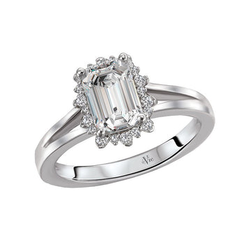 Glemera Halo Diamond Split Shank Semi-Mount Ring in 14K White Gold