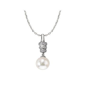 Luxora White Gold Diamond and Freshwater Cultured Pearl Pendant