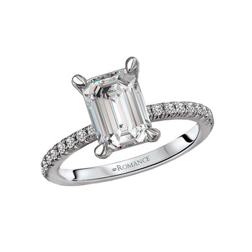 Orbelle 14K White Gold French Pave Diamond Semi-Mount Ring