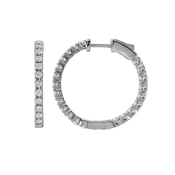 Luxora 14K White Gold Diamond Hoop Earrings - Round Cut 2.0 Carat Total Weight