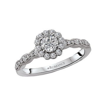 Orbelle Petite Halo Semi-Mount Diamond Engagement Ring in 14K White Gold