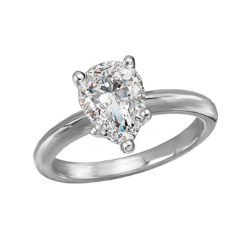 Glemera Solitaire Semi-Mount Diamond Engagement Ring - 14K White Gold Pear Shape 1.25 Carat