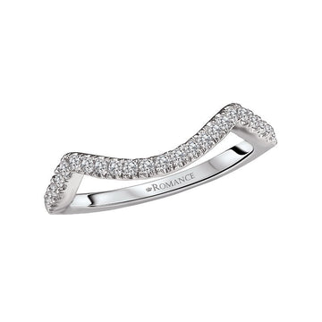 Orbelle 14K White Gold Curved Wedding Band with Round Diamond Accents