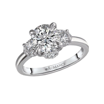 Orbelle 3 Stone Semi-Mount Diamond Ring | 14K White Gold