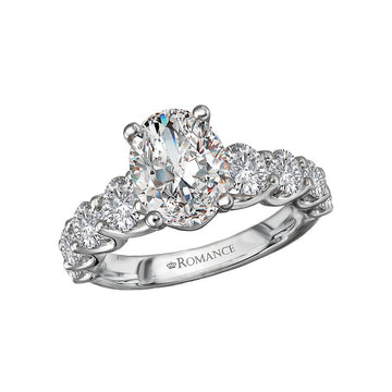 Orbelle Diamond Band Semi-Mount Engagement Ring | Bandora 14K White Gold Oval Cut