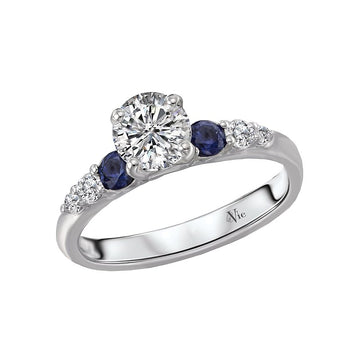 Glemera Bandora 14K White Gold Diamond and Sapphire Engagement Semi-Mount Ring