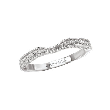 Orbelle Curved 14K White Gold Wedding Band with Milgrain Detail