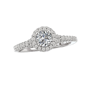 Orbelle 14K White Gold Halo Engagement Ring with 3/8 Carat Round Center Diamond