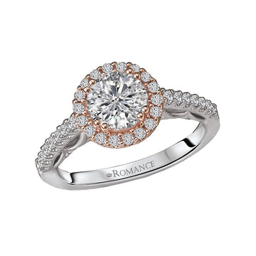 Orbelle Two Tone Diamond Halo Semi-Mount Ring in 14kt White and Rose Gold