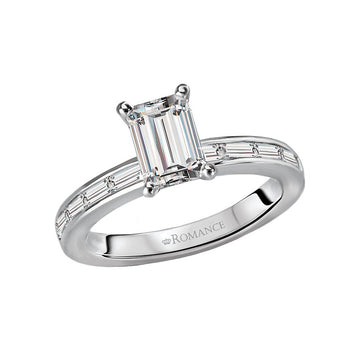 Bandora 14K White Gold Baguette Diamond Semi-Mount Engagement Ring
