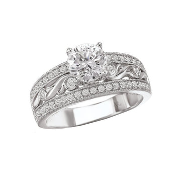 Glemera Peg Head Semi-Mount Diamond Ring - Bandora 14K White Gold Engagement Ring