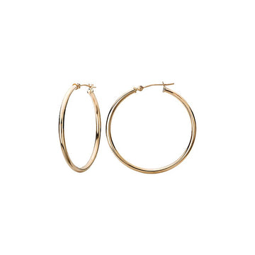 Luxora 14K Yellow Gold Fashion Hoop Earrings 35x2mm