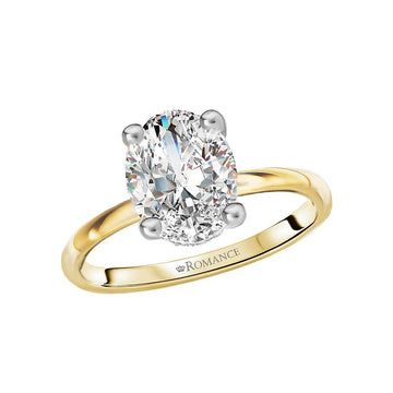 Orbelle Two-Tone Oval Diamond Hidden Halo Engagement Ring