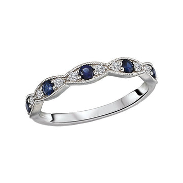 Luxora Classic 14K White Gold Sapphire and Diamond Scalloped Fashion Ring