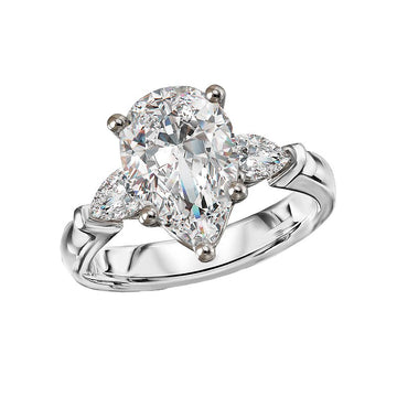 Pear Shaped Lab Grown Diamond Engagement Ring in 14K White Gold