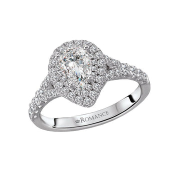 Orbelle Petite Halo Diamond Ring in 14K White Gold with 1/2 ct Pear Center