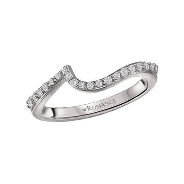 Orbelle Curved Wedding Band in 18K White Gold with Round Diamonds