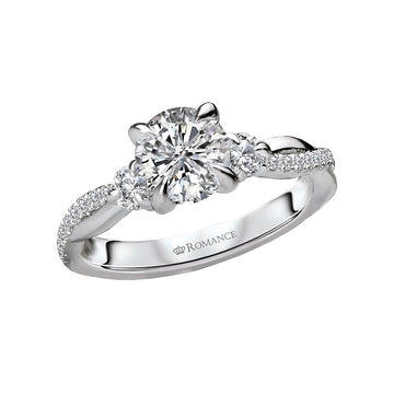Orbelle 3-Stone White Diamond Semi-Mount Engagement Ring in 14K White Gold