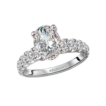 Orbelle Diamond Semi-Mount Engagement Ring | Bandora 14K White Gold Oval 10x7mm