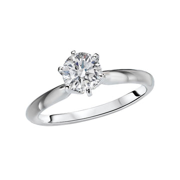 Glemera Solitaire Diamond Ring - 14K White Gold 1 Carat Round Cut Engagement Ring