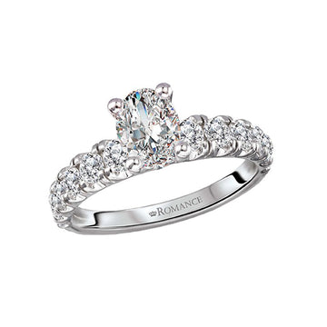 Orbelle Diamond Semi-Mount Engagement Ring | 14K White Gold Oval 8x6mm