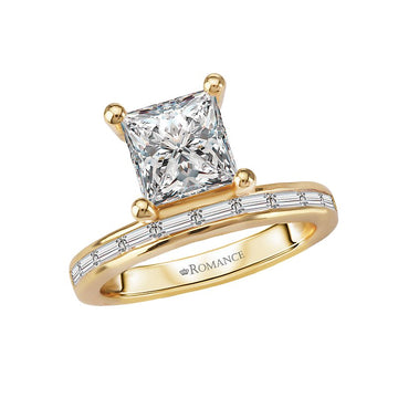 Orbelle 14K Yellow Gold Baguette and Round Diamond Semi-Mount Engagement Ring