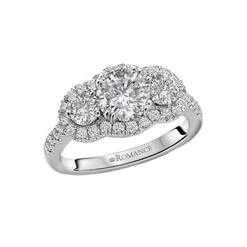 Orbelle 3 Stone Semi-Mount Diamond Engagement Ring in 14K White Gold