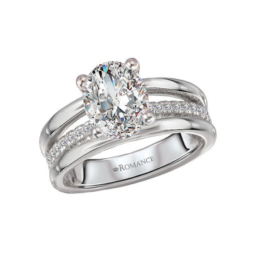 Orbelle Three Row Diamond Engagement Ring - 14K White Gold Semi-Mount