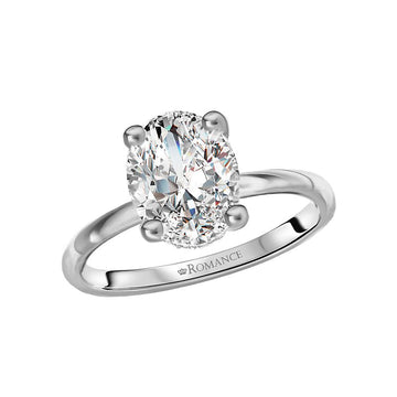 Platinum Hidden Halo Oval Diamond Engagement Ring - Orbelle Collection