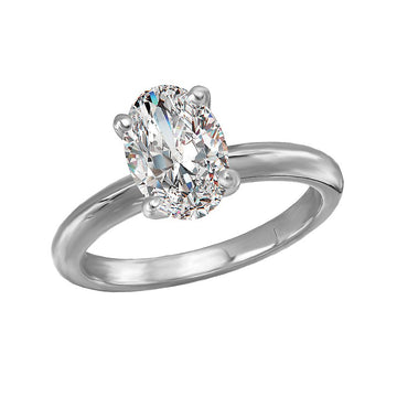 Glemera Solitaire Semi-Mount Diamond Engagement Ring - 14K White Gold Oval 1.5 Carat