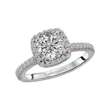 Bandora 14K White Gold Halo Semi-Mount Diamond Ring