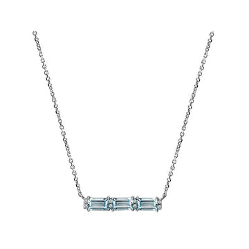 Luxora Swiss Blue Topaz and Diamond 14K White Gold Necklace