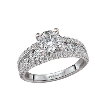 Orbelle 14K White Gold Split Row Semi-Mount Engagement Ring with Round Diamonds
