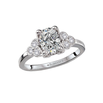 Orbelle 14K White Gold Semi-Mount Engagement Ring with Milgrain Design